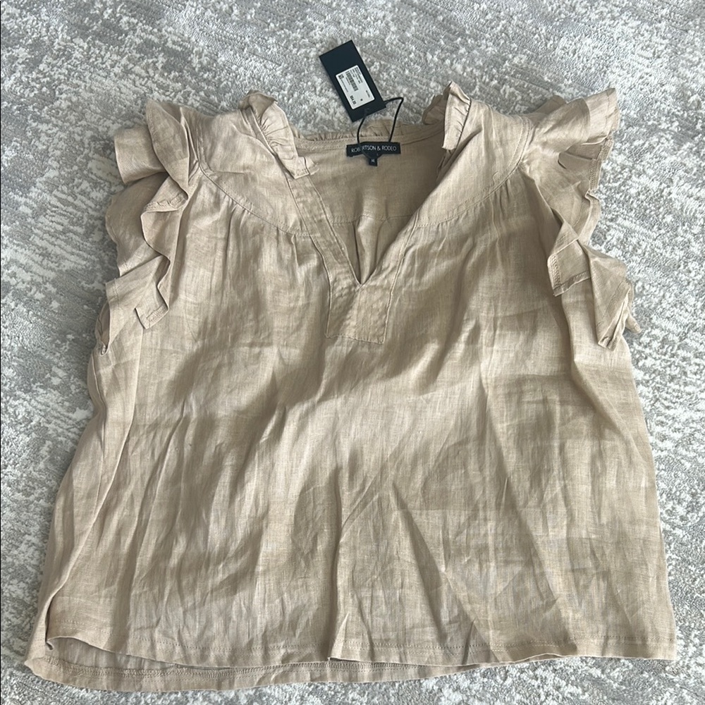 Brown Ruffle Sleeve Top